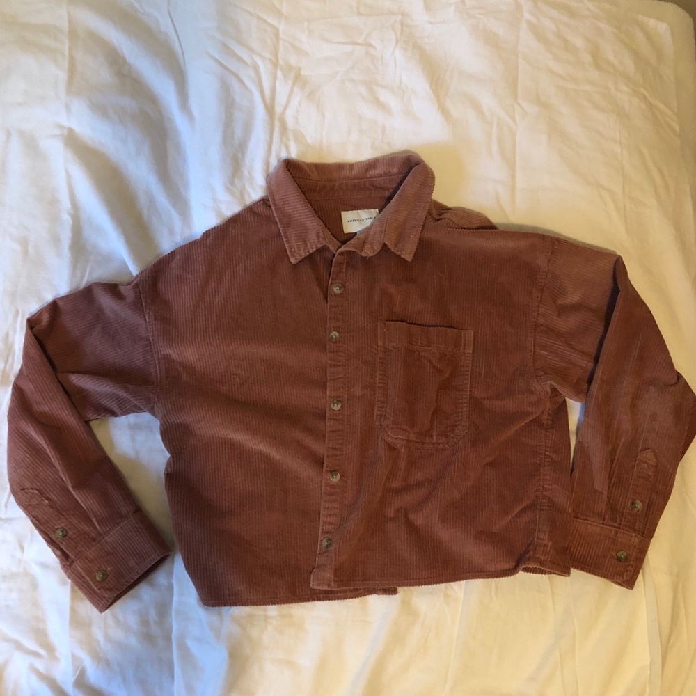 American Eagle Pink Corduroy Top
